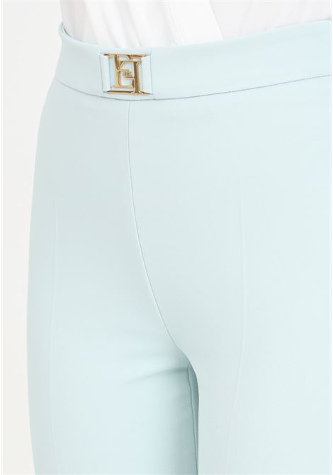 Aqua green women's trousers with golden logo ELISABETTA FRANCHI | PAT1441E2BV9